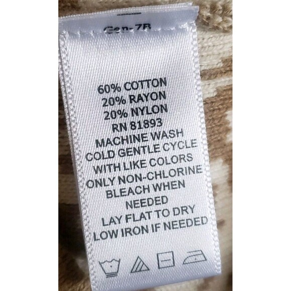 Isaac Mizrahi Button Cardigan Women's Small Brown Tan Damask Jacquard Thick Long - Picture 7 of 7